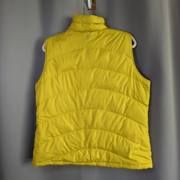 Lands End Down Puffer Vest Womens L Yellow Pockets Full Zip Outdoors - Picture 6 of 6